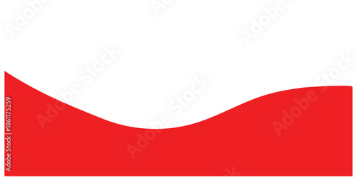 A vibrant red shape against a black background with a smooth curved line