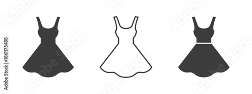 Simple women's dress outline icon for fashion and clothing design.
