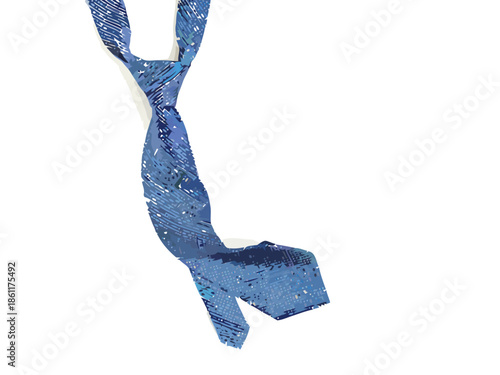 Elegant blue silk necktie isolated on white for formal business wear.