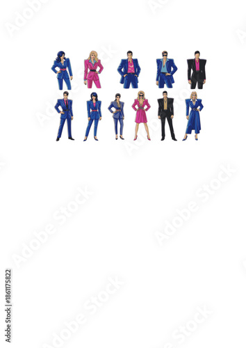 Structured 80s Glam Silhouette of Person in Power Suit for Retro Authority and Vintage Business Fashion 2026 Trend Concept Vector Illustration