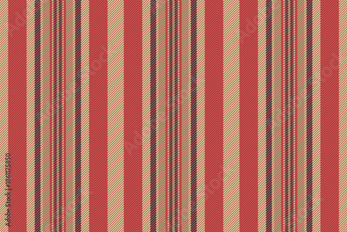 Eined textile vertical vector, material texture background seamless. Selvet lines stripe pattern fabric in red and light colors.