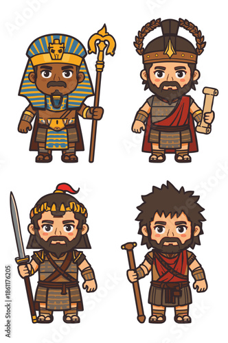 Ancient Historical Figures Pharaoh Greek Warrior Roman Soldier Barbarian.