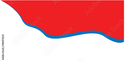 A vibrant abstract design featuring bold red and blue colors on a black background
