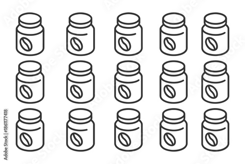 Seamless pattern of coffee jars in simple black and white design.