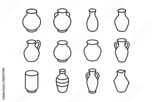 Collection of decorative ceramic vase outlines in various shapes.