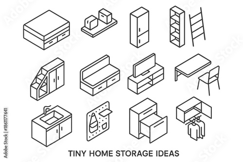 Compact furniture designs for efficient small space storage solutions.
