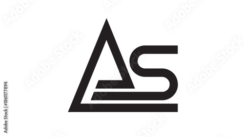 AS monogram logo: bold black triangle with curved S, geometric minimalist vector emblem