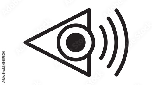 Loudspeaker / Megaphone icon with sound waves - black outlined vector graphic