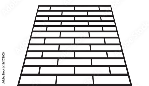 Perspective brick pattern in black and white vector line art