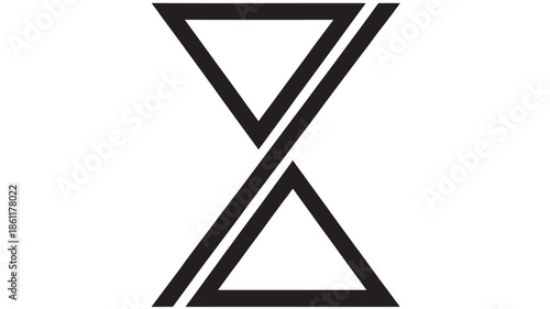 Geometric abstract X formed by overlapping triangle outlines, bold black on white, minimalist vector icon