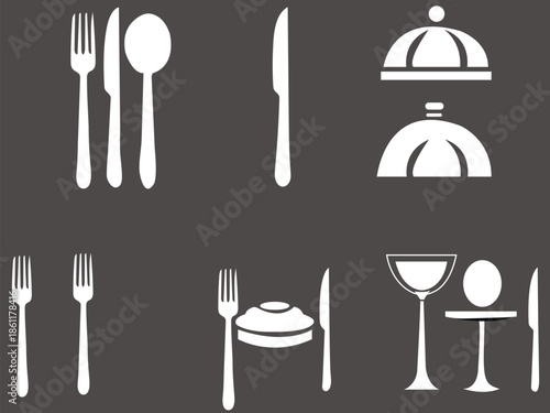 Restaurant Food and Beverage Icon Set