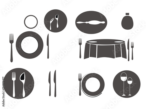 Restaurant Food and Beverage Icon Set