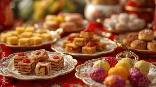 Assorted desserts on elegant table