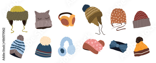  winter hats set wool caps knitted beanie ear warmer 