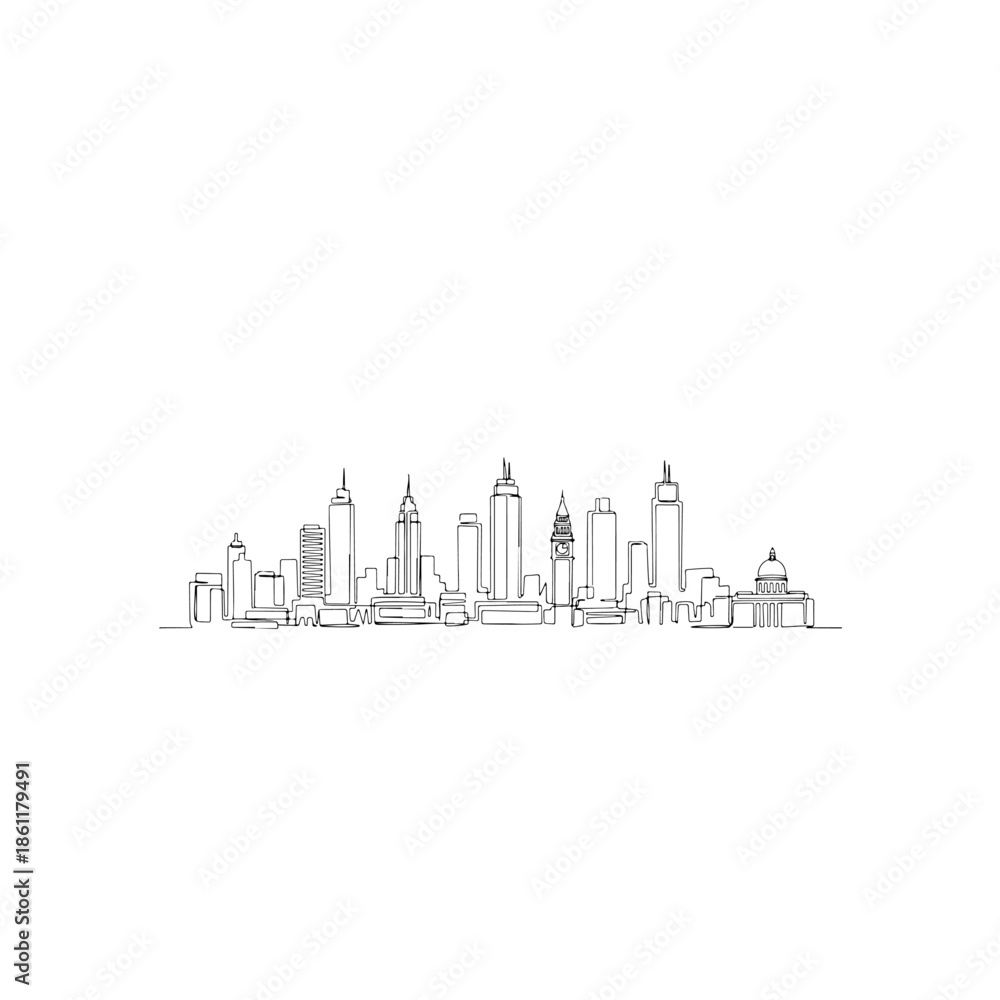 Fototapeta premium Skyline of a modern city isolated on transparent background