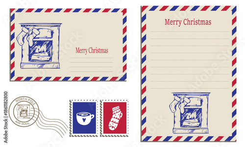 set of stamps with post stamps
