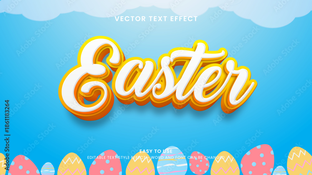 Schilderij op canvas easter editable text effect 3d vector