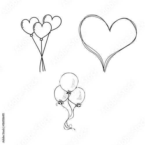 Heart Shaped Love Balloons Vector Illustration