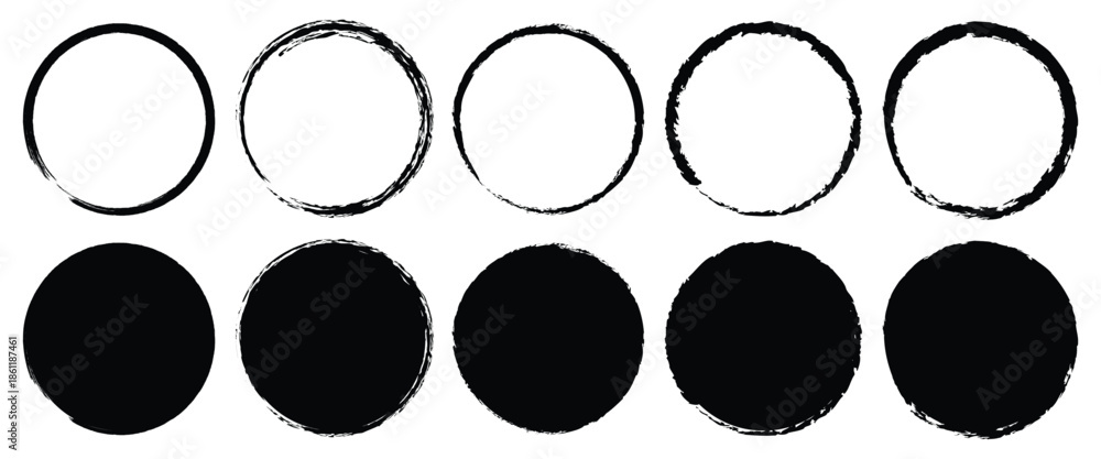 Obraz premium Grunge round shapes banner collection png. Vector