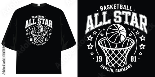 basketball all star game berlin germany 1981 vintage retro sports event logo apparel graphic design t shirt design vector illustration artwork
