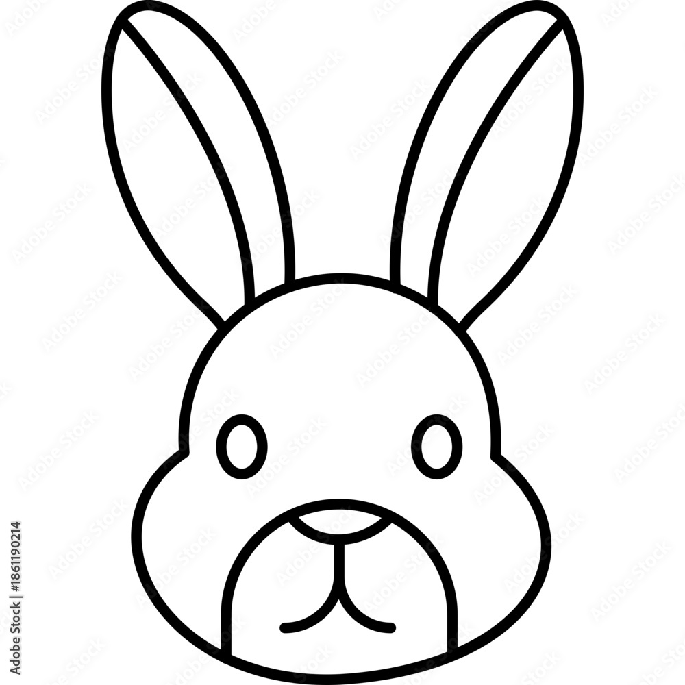 Obraz premium Rabbit Line Icon for Chinese New Year, Zodiac Rabbit Outline Symbol