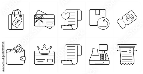 A set of 10 mix icons as free label, gift card  wishlist