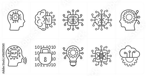 A set of 10 mix icons as artificial intelligence, ai brain, ai chip