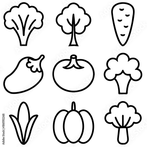 Vegetable illustrations isolated on transparent background