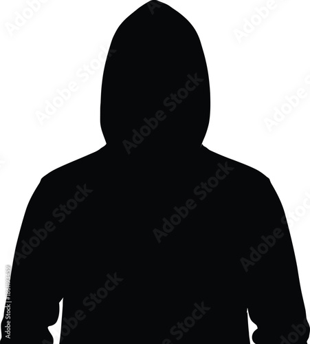 Black silhouette of a person wearing a hoodie
