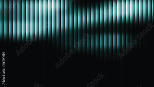 Glass ripple texture with dark gradient background and lilac light streaks. Futuristic distortion, moody abstract glow, reeded vertical blur. Vector illustration EPS