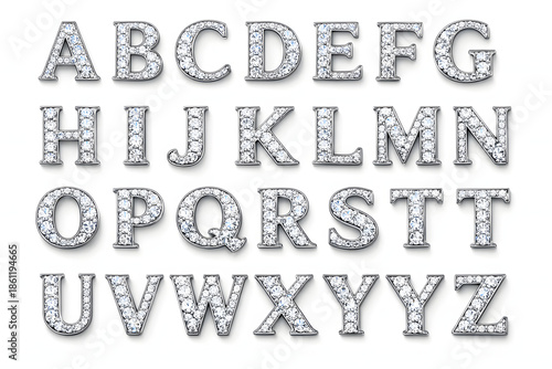 Diamond Alphabet: The complete alphabet in sparkling diamonds, each letter expertly crafted to display brilliance and elegance.