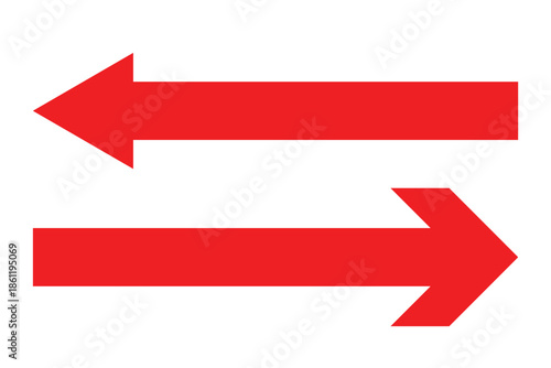 Long arrows. Red arrow pointing vector. Red left arrow icon. Straight long arrow pointing . Vector red long arrow icon. Thin long arrow vector icon. A solid long arrow pointing on white background.