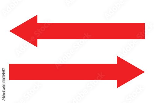 Long arrows. Red arrow pointing vector. Red left arrow icon. Straight long arrow pointing . Vector red long arrow icon. Thin long arrow vector icon. A solid long arrow pointing on white background.