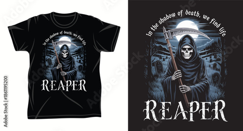 Reaper Skull graphic vector art t-shirt design print