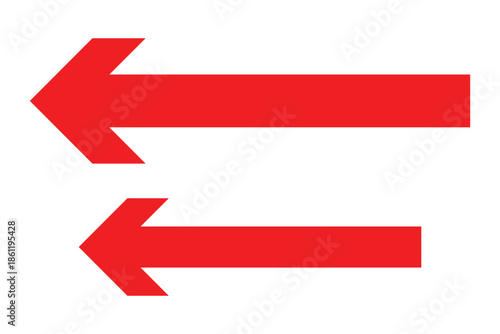 Long arrows. Red arrow pointing vector. Red left arrow icon. Straight long arrow pointing . Vector red long arrow icon. Thin long arrow vector icon. A solid long arrow pointing on white background.