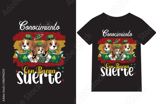 Conocimiento con buena suerte-Diseño de camisetas, frases, carteles, tazas y tipografía creativa.