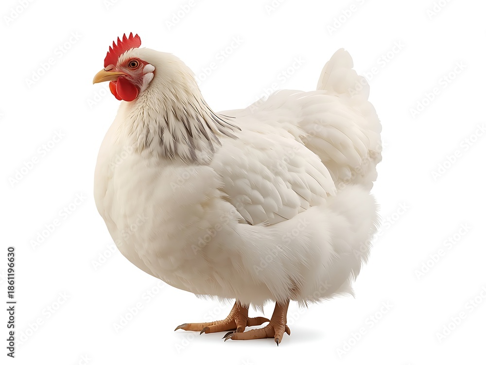 Fototapeta premium White chicken standing alone