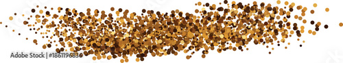 A swarm of golden particles on a white background
