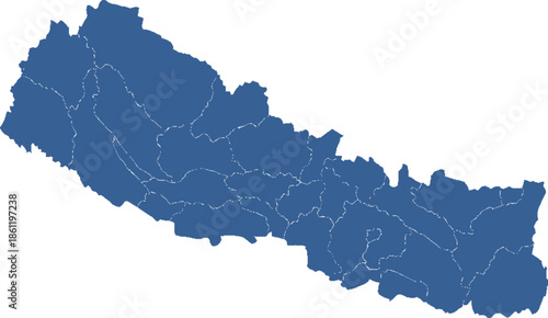 Nepal Map with Borders on White Background