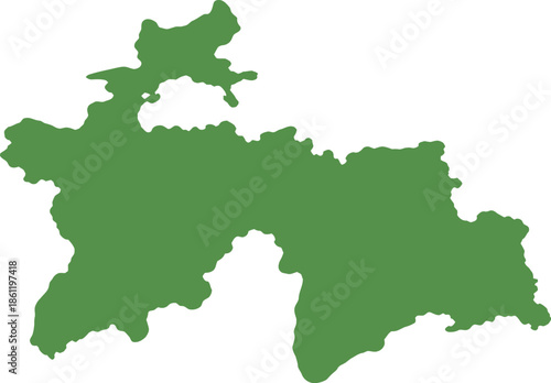 Green Map of TAJAKISTAN Region Isolated on White
