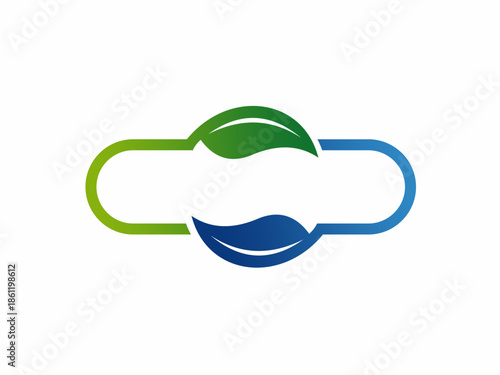 Modern pharmaceutical capsule pill logo design with leaf concept for wellness and healthcare.