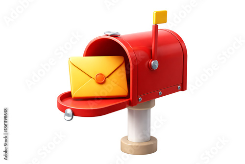 Red and White Mail Icon for Post Office and Delivery Services
