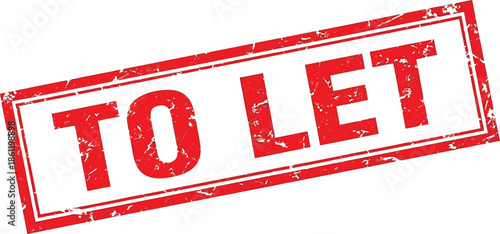 A rectangular red stamp with the text to let prominently displayed against a plain white background isolated