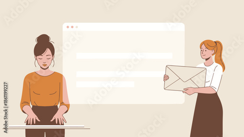 Presentation slide templates or landing page websites design. Business concept illustrations. Modern flat outline style.