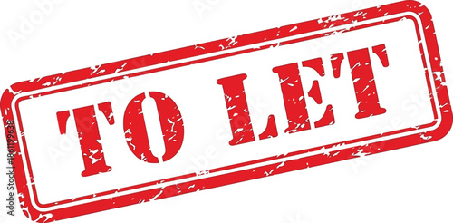 A detailed view of a red rubber stamp displaying the words to let on a white backdrop