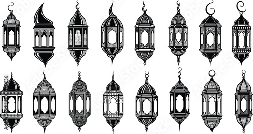 Elegant hanging lanterns in various designs and patterns