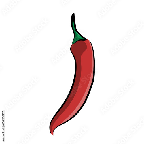 Fresh Red Chili Pepper Spicy Vegetable Ingredient Vector Illustration