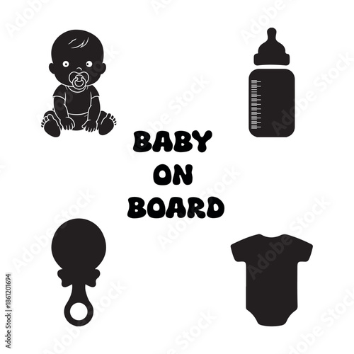 Baby on Board sign with baby icons