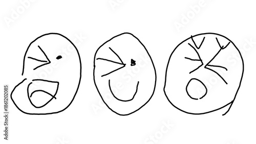 Happy Face Icons , Hand drawn