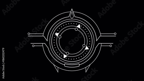 Futuristic Circular Target HUD UI Animation Loop for Game and Tech Interface, Transparent Background